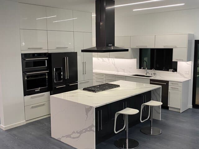 High-end kitchen with quartz countertops and custom cabinetry